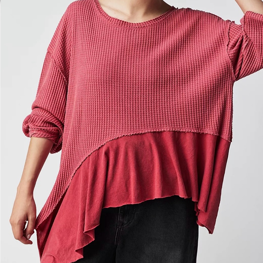We the Free Pink Waffle Knit Top NWT